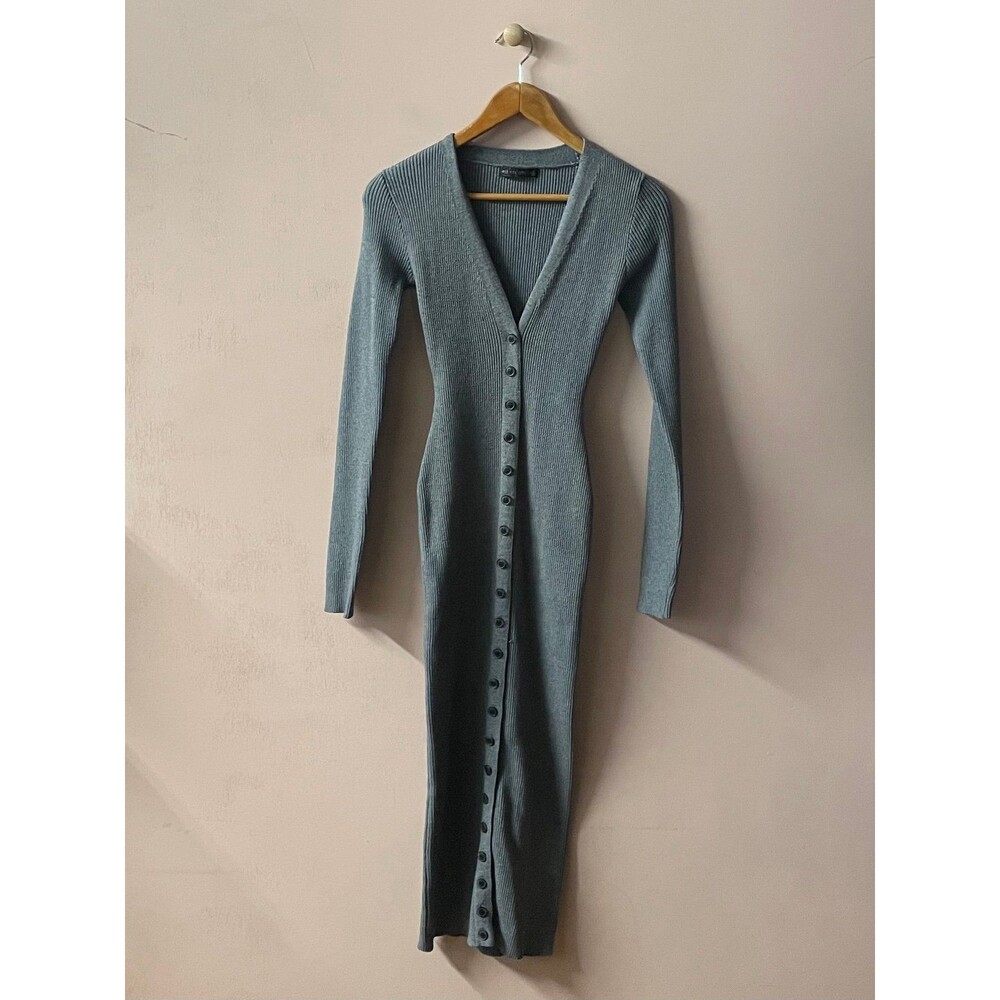 Mad For Love Gray Ribbed Cardigan Bodycon Dress Size L